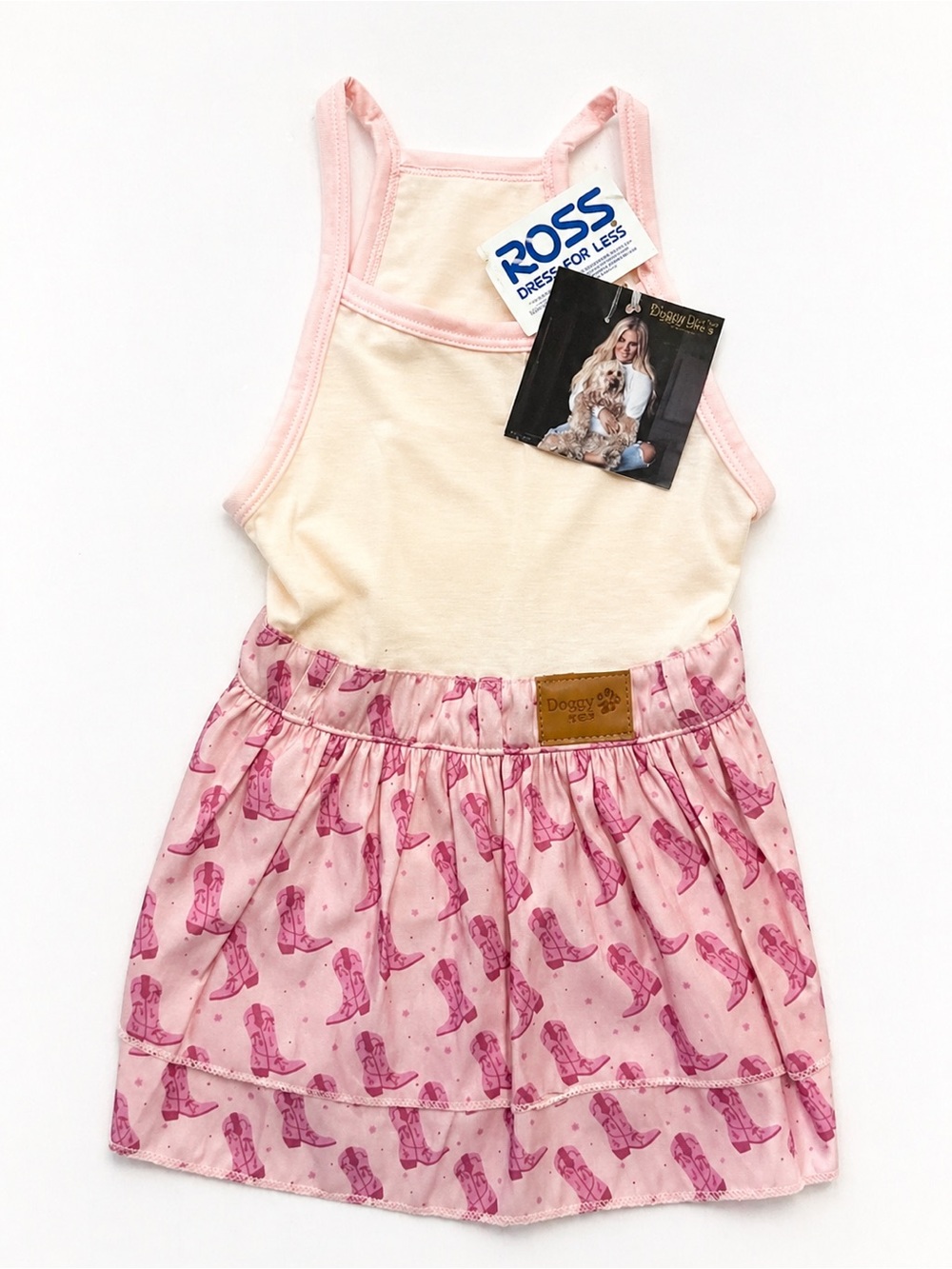 Jessica Simpson Medium Cream & Pink Ruffled Tank Dog Dress (HB)